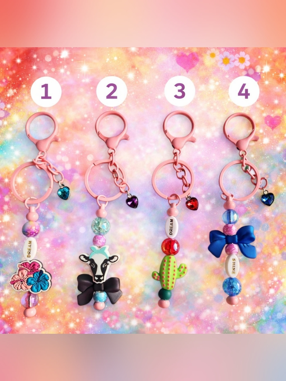 Handcrafted Bag Charm Keychains ✨ Colorful Beaded Charms | Choose Your Style - Picture 2 of 5